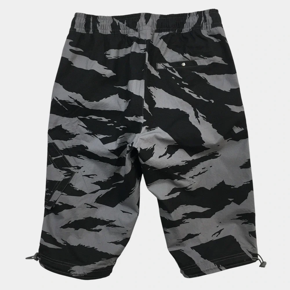 Jordan Mens Tiger Camo Cargo Shorts Grey Black Ripstop Jumpman Size M Long